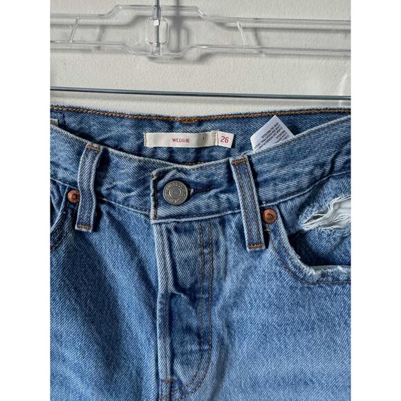 Levi's Vintage 90s Wedgie Distressed Denim Jeans Blue Size 26 - Picture 6 of 10